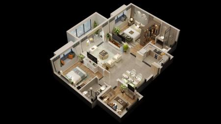 Modern Apartment 3ds max vray interior scene model