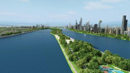 Modern Arial View City 3ds max vray exterior scene