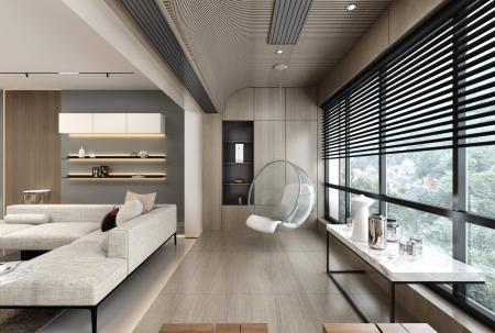 Modern Balcony Living and Dining room 3ds max vray