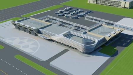 Bus station 3ds max Vray exterior scene model 0006