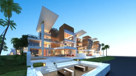 Villa 3ds max vray exterior scene model 0036