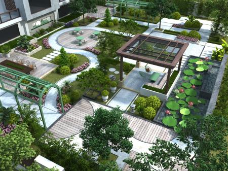 Courtyard 3ds max vray exterior scene model 0034