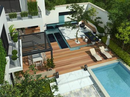 Modern Courtyard Villa Garden 3ds max vray exterio