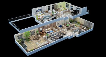 Modern Apartment 3ds max vray interior scene model