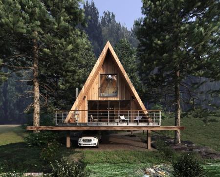 Modern Cabin Forest Cottage 3ds max vray exterior 