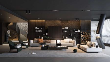 Modern Living room 3ds max vray interior scene mod