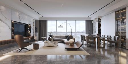 Modern Living and Dining room 3ds max vray interio