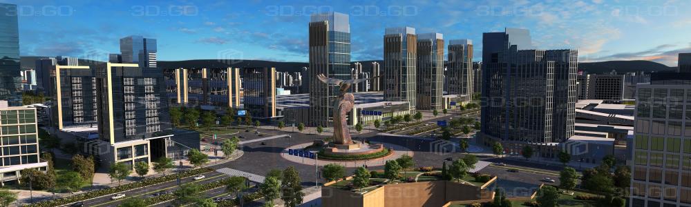 Modern City 3ds max vray exterior scene model 0051