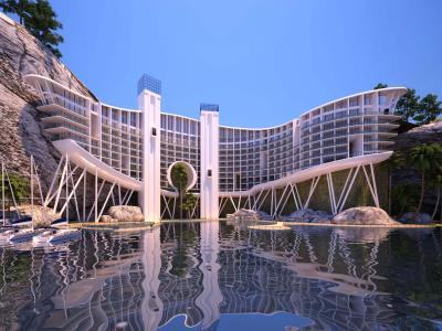 Modern Hotel Building 3ds max vray exterior scene 