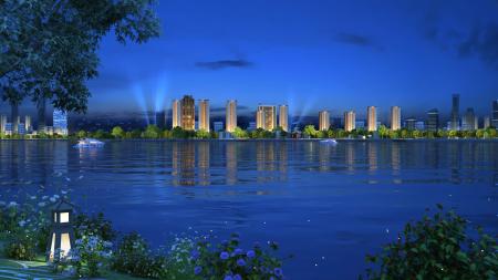 Modern City Night Scene 3ds max vray exterior scen