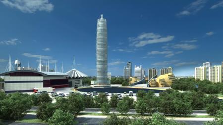 Modern City 3ds max vray exterior scene model 0048