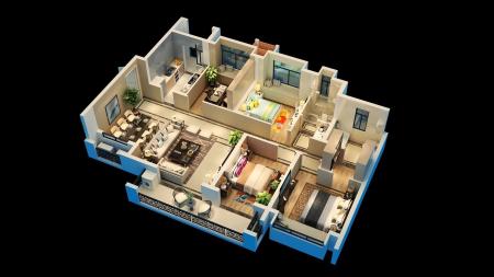 Modern Apartment 3ds max vray interior scene model