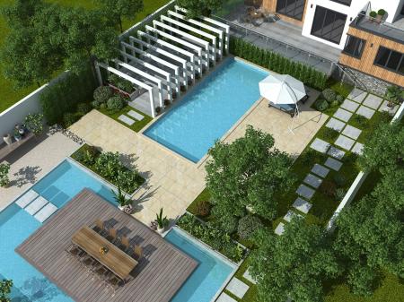 Modern Courtyard Villa Garden 3ds max vray exterio