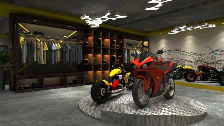 Motorcycle Shop 3ds max vray interior scene model 