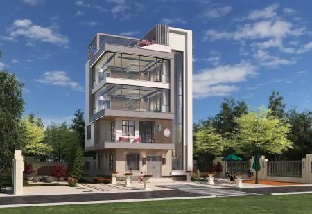 Modern detached House 3ds max vray exterior scene 