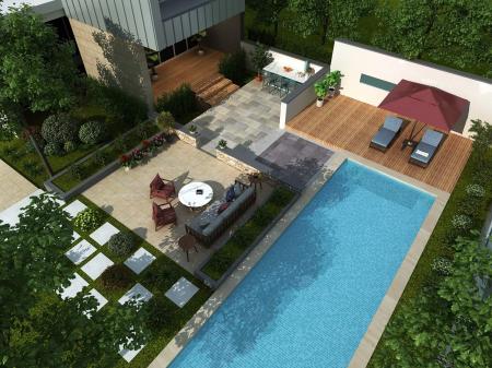 Modern Courtyard Villa Garden 3ds max vray exterio