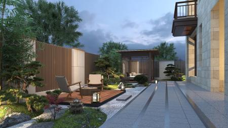 Modern Courtyard Villa Courtyard Chinese Style 3ds