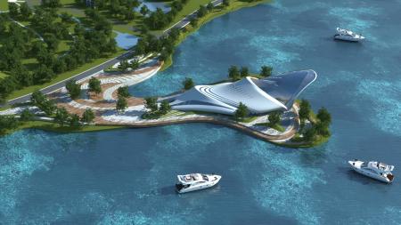 Modern Aquarium building 3ds max vray exterior sce