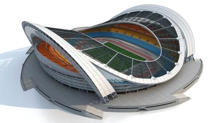 Stadium 3ds max vray exterior scene model 0014