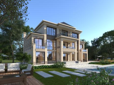 Villa 3ds max vray exterior scene model 0046
