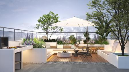 Modern Courtyard Roof Garden 3ds max vray exterior