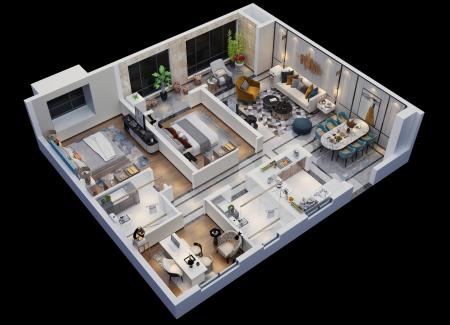 Modern Apartment 3ds max vray interior scene model