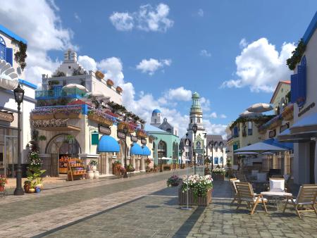 Shopping Street 3ds max vray exterior scene model 