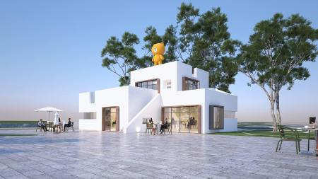 Modern Cafe B&B 3ds max vray exterior scene model 