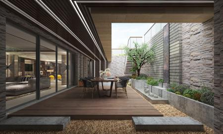 Modern Courtyard 3ds max vray exterior scene model