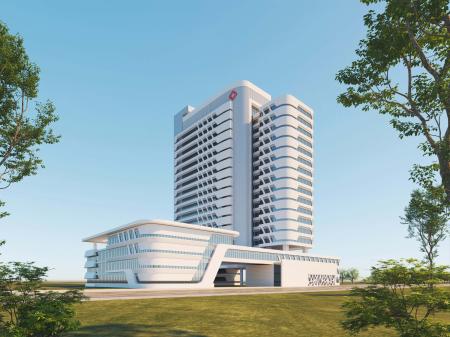Hospital building 3ds max vray exterior scene mode