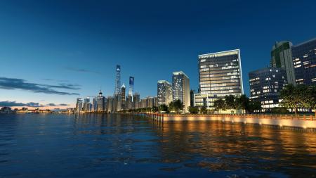 Modern City Night Scene 3ds max vray exterior scen